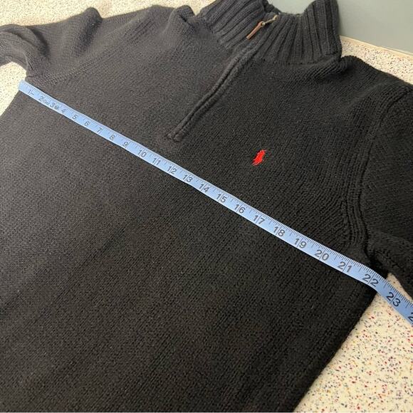 Polo Ralph Lauren 1/4 Zip Sweater Black Red Cotton  Pull-over Men's Size L - Picture 5 of 7